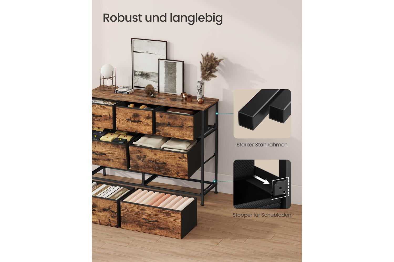 Songmics | Chest Of Drawer | 4 Large & 3 Small Drawers | Rustic Brown-6