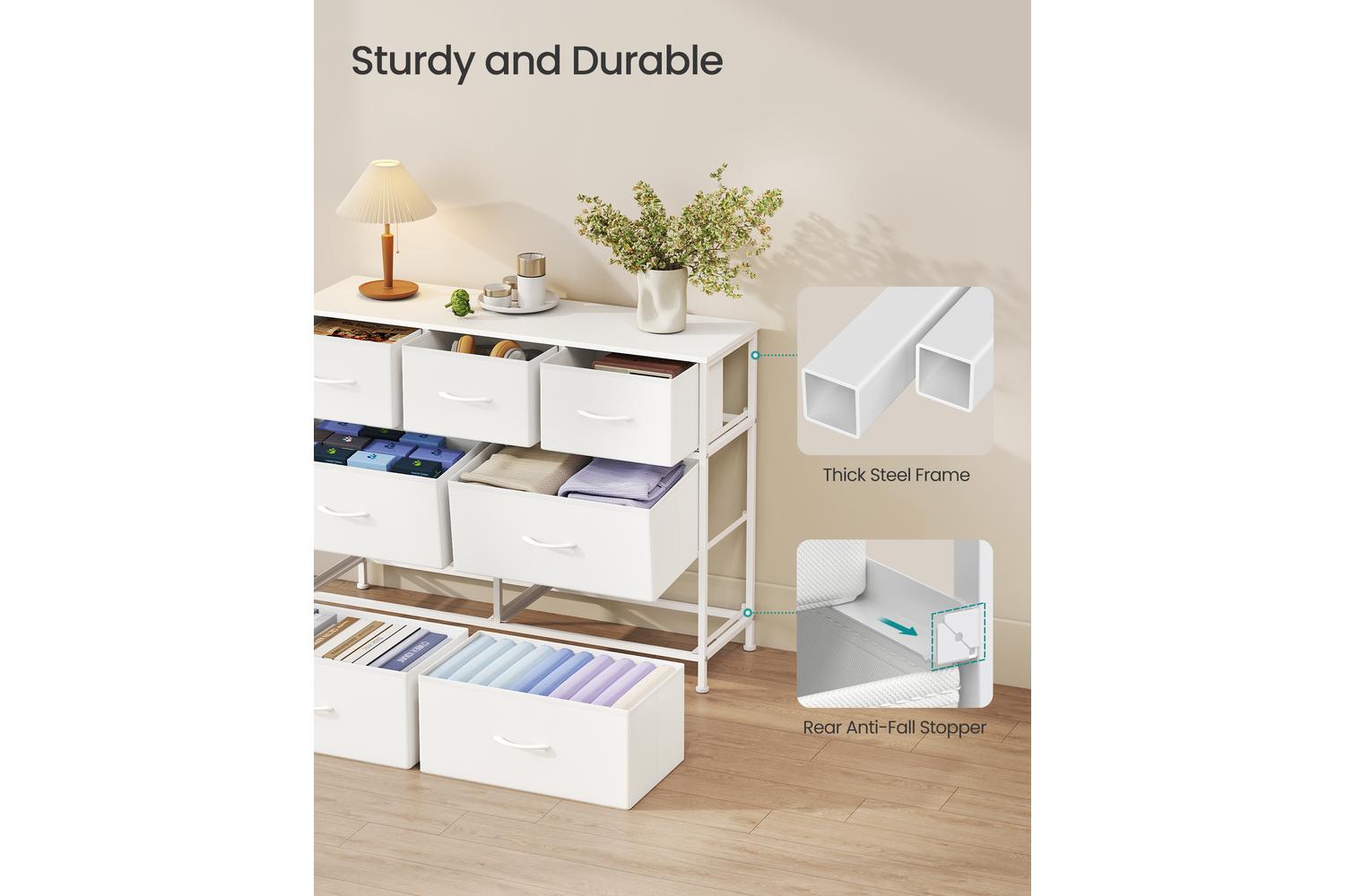 Songmics | Chest Of Drawer | 4 Large & 3 Small Drawers | White-6