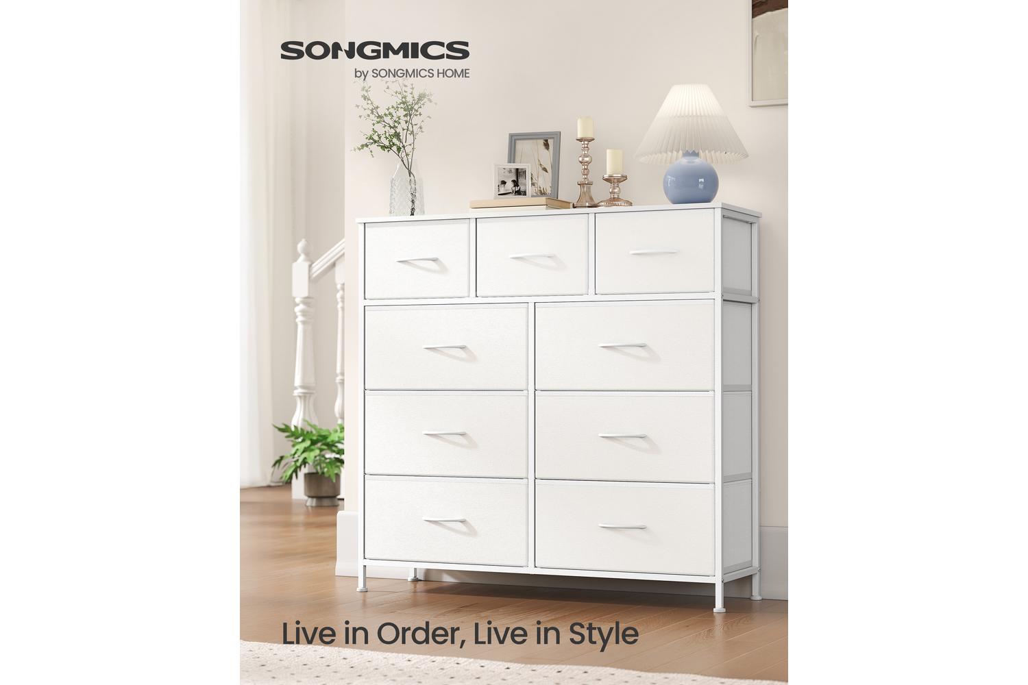 Songmics Drawer Dresser | Chest Of Drawers | Steel, Mdf, Textile | 6 Large + 3 Small Drawers-2
