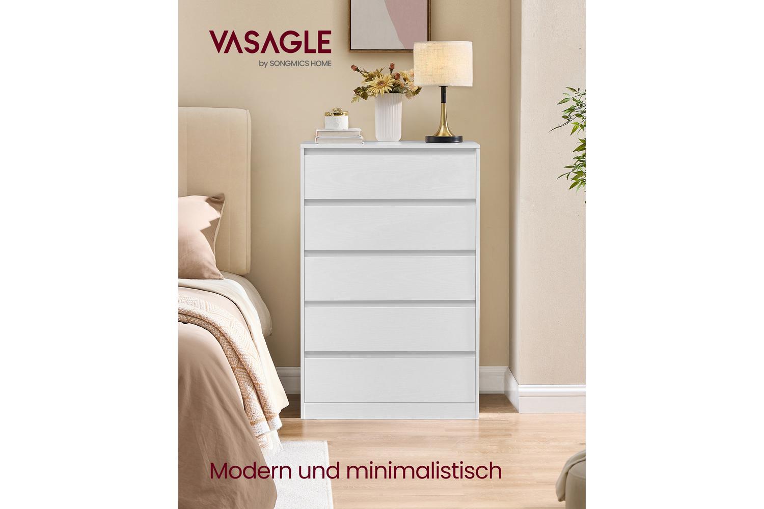 Vasagle | Chest Of Drawers | 5 Drawer | White-2