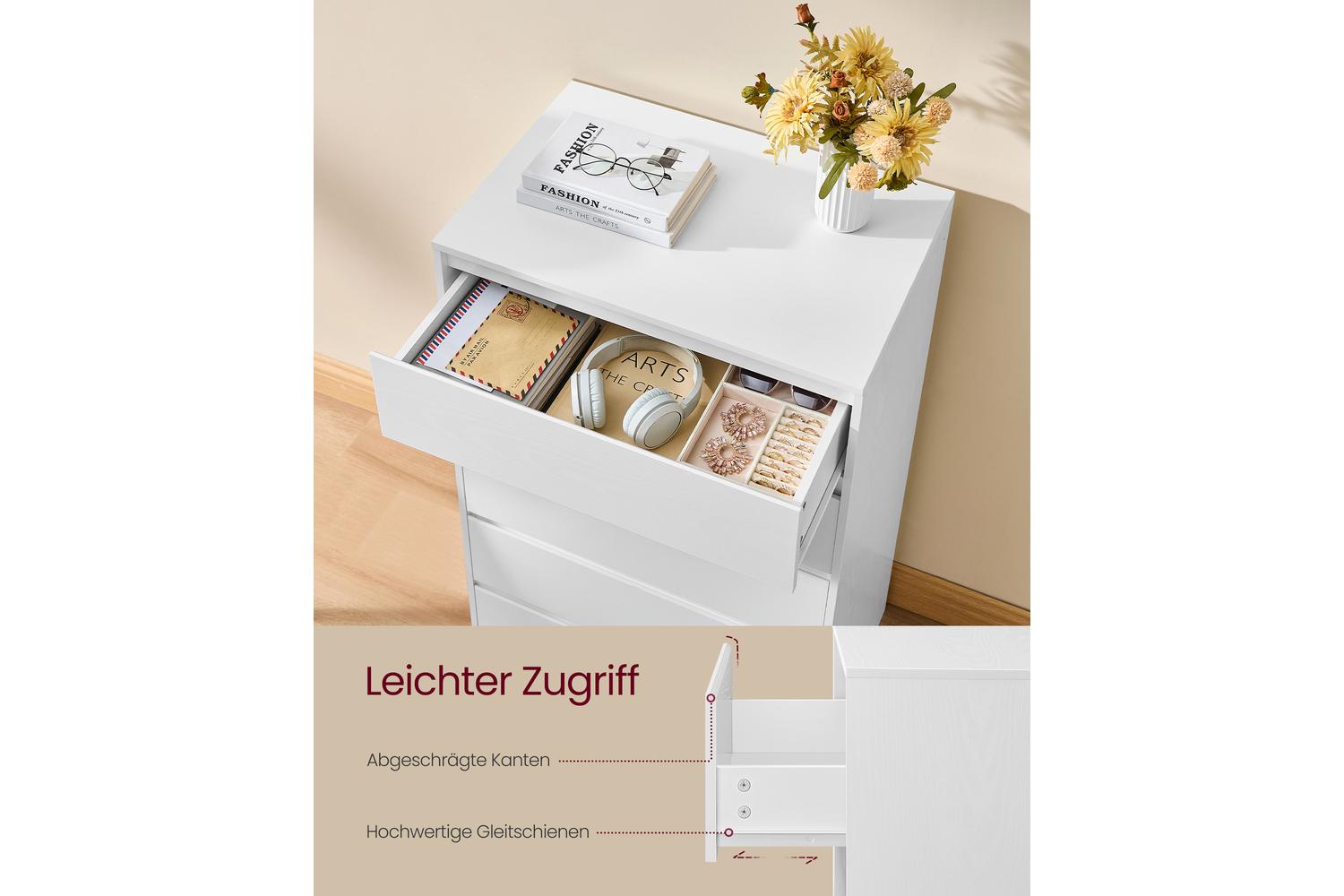 Vasagle | Chest Of Drawers | 5 Drawer | White-3