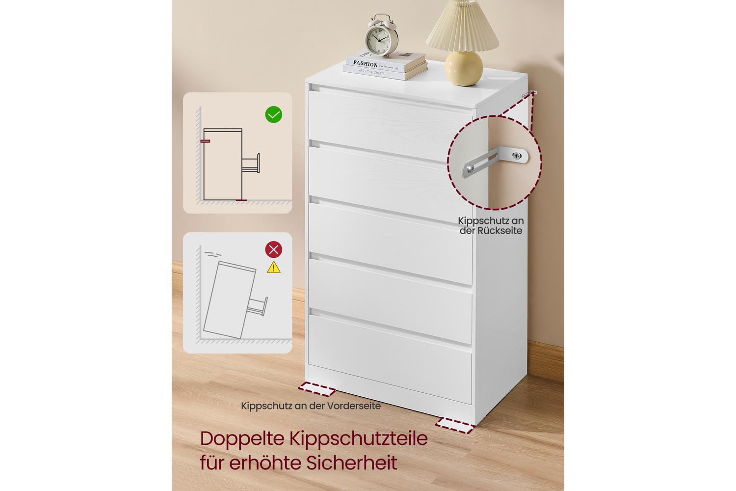 Vasagle | Chest Of Drawers | 5 Drawer | White-6