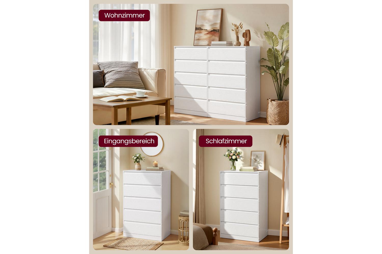 Vasagle | Chest Of Drawers | 5 Drawer | White-7