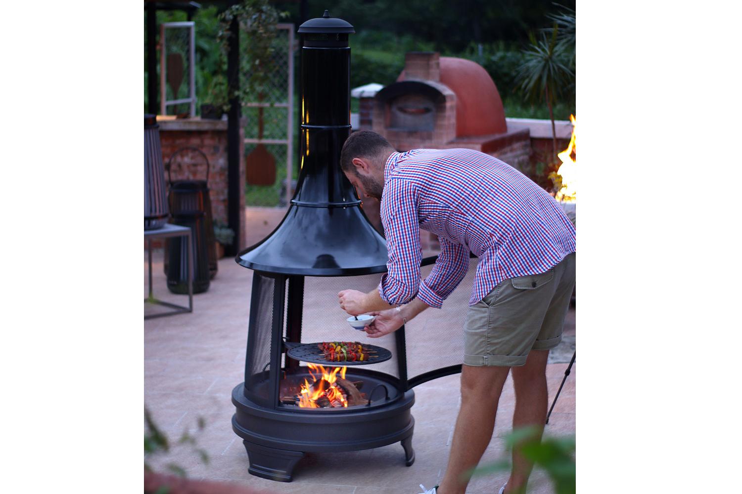 Haloo Alpine Outdoor Wood Burning Garden Fire Pit with Chiminea Fireplace-2