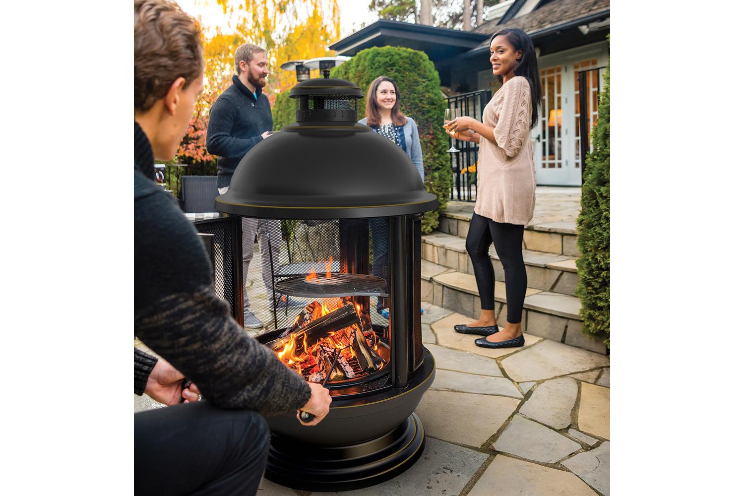 Haloo Apollo Outdoor Wood Burning Garden Fire Pit with Chiminea Fireplace-2