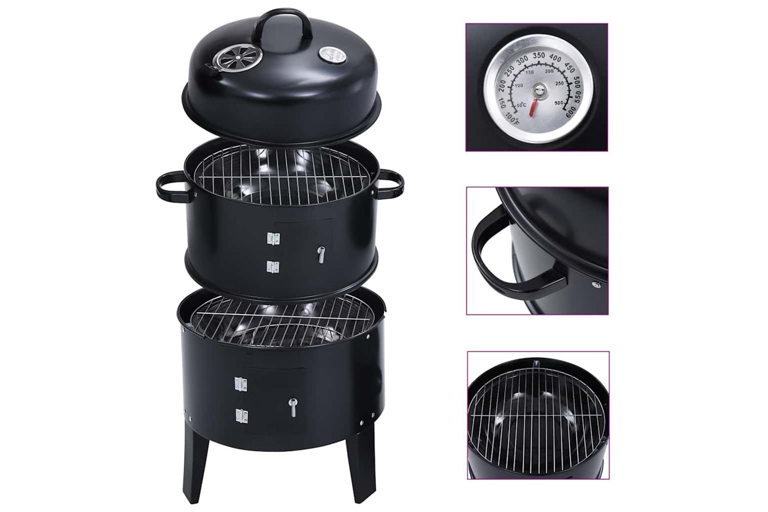 Vidaxl 3-in-1 Charcoal Smoker Bbq Grill 40x80 Cm