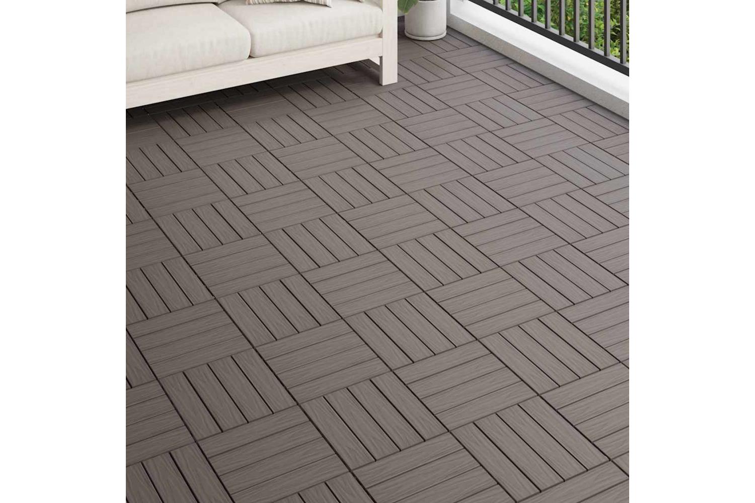 Vidaxl 45038 11 Pcs Decking Tiles Deep Embossed Wpc 30x30cm