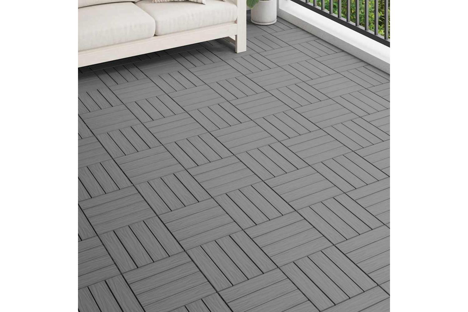 vidaXL 45035 11 Pcs Decking Tiles Deep Embossed Wpc 30x30cm