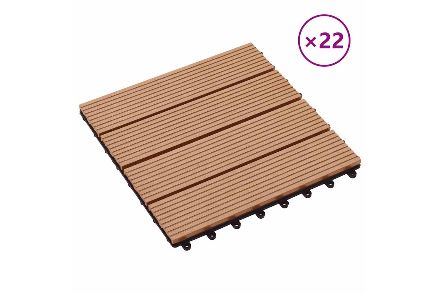 Vidaxl 277801 22 Pcs Decking Tiles 30x30cm 2 Sqm Wpc Grey