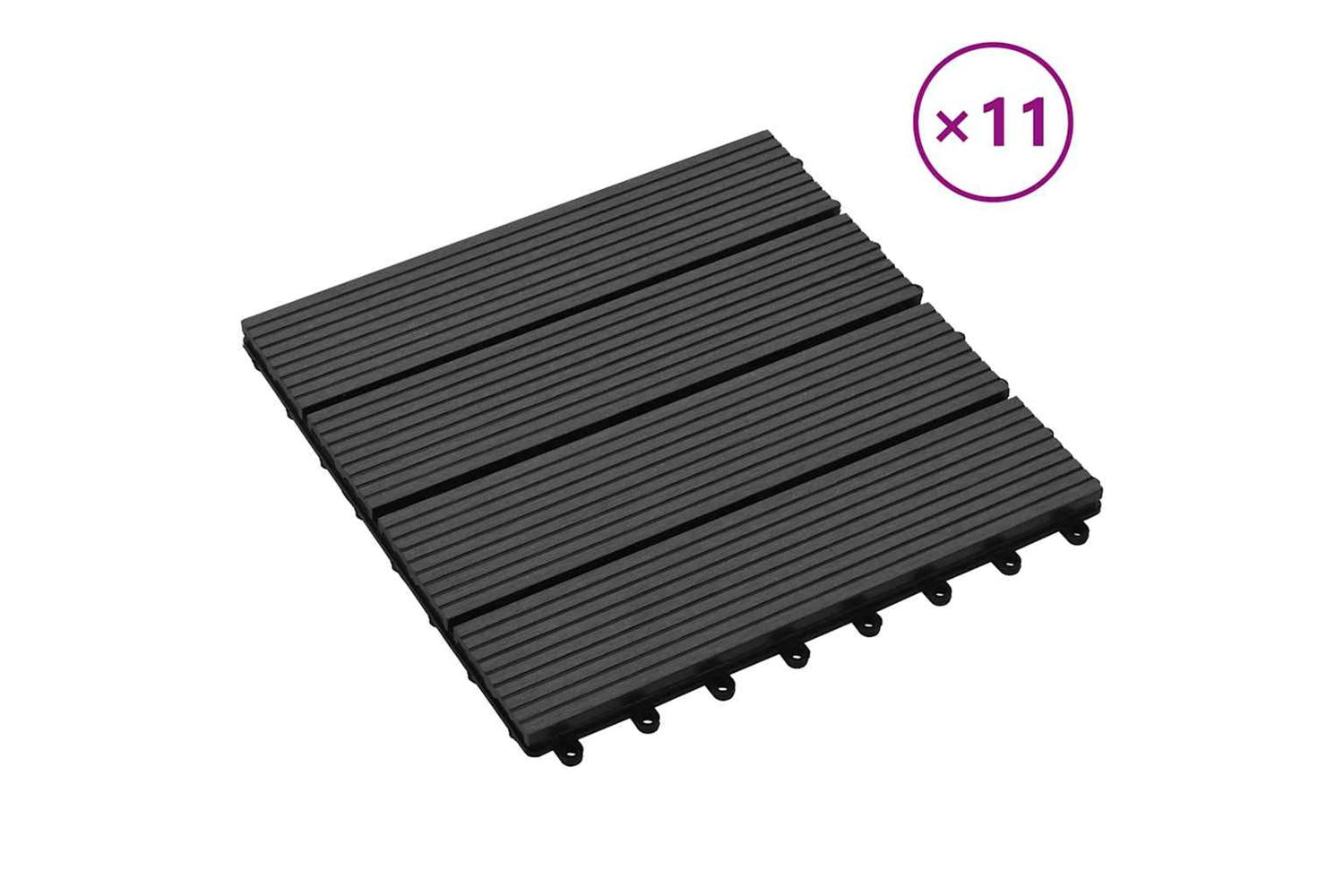 vidaXL 45023 11 Pcs Decking Tiles Wpc 30x30cm 1 Sqm Black
