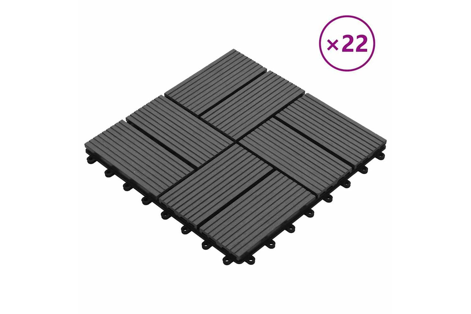 vidaXL 277807 22 Pcs Decking Tiles 30x30cm 2 Sqm Wpc Grey