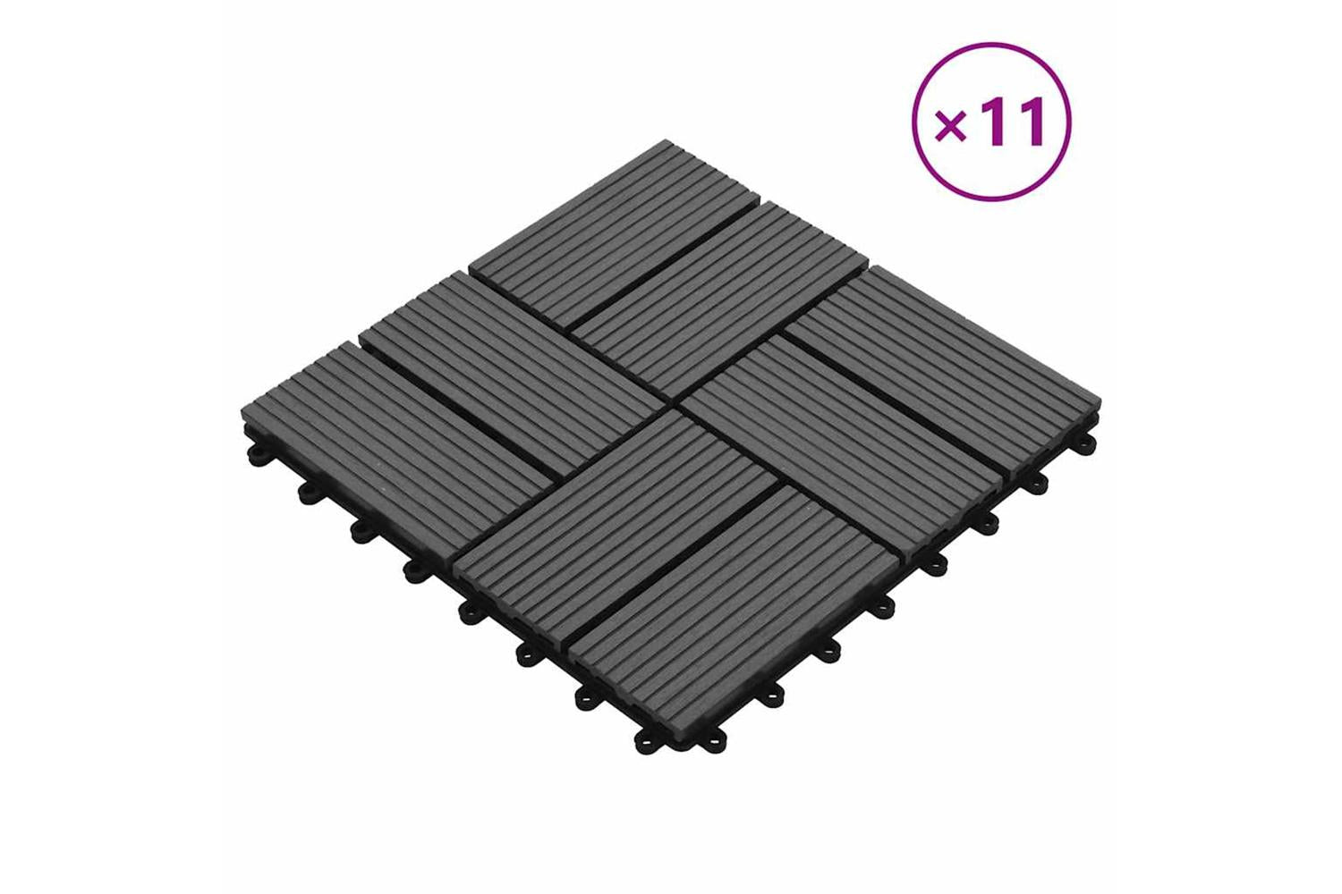 vidaXL 45030 11 Pcs Decking Tiles Wpc 30x30cm 1 Sqm Grey