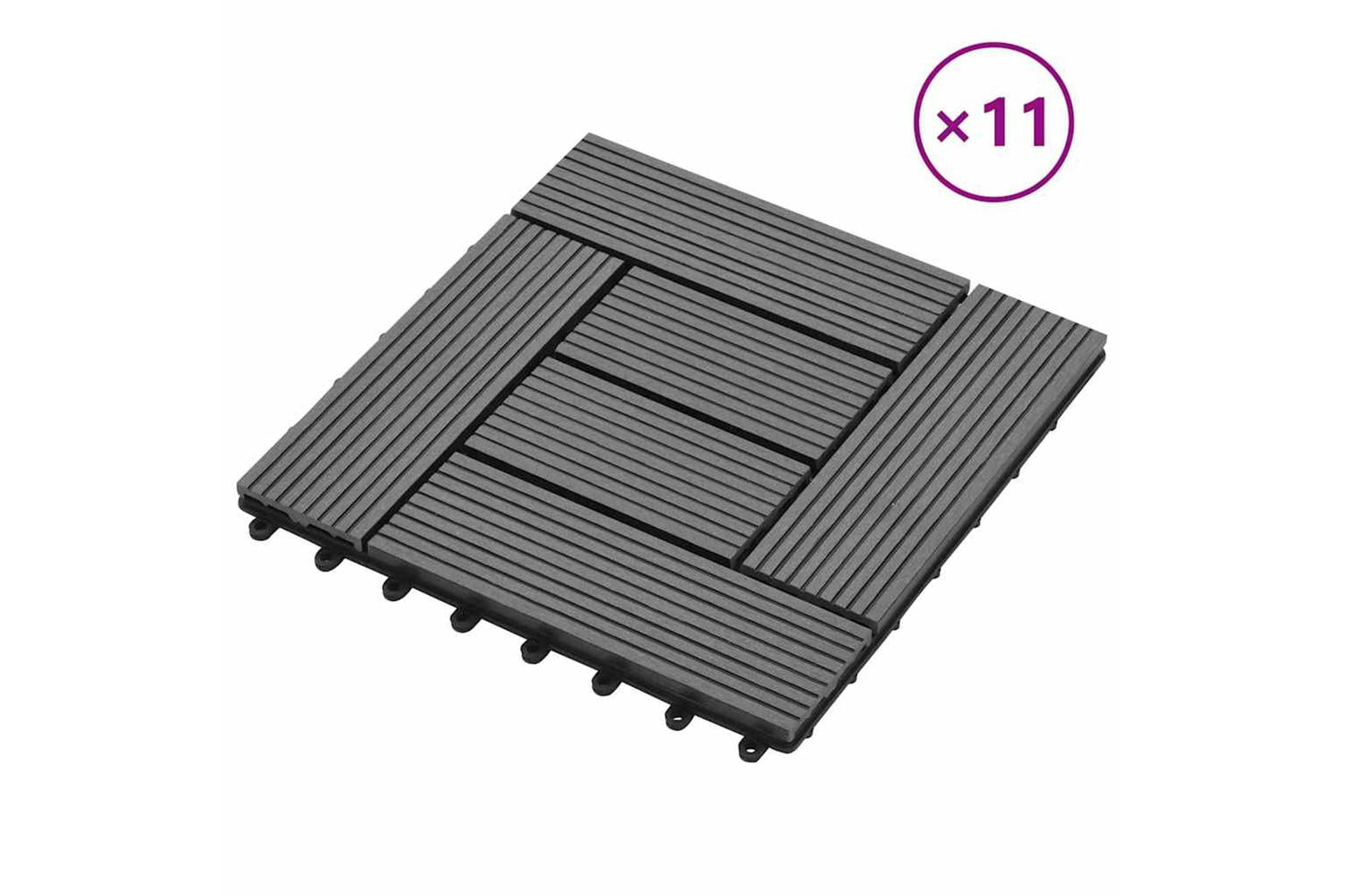 vidaXL  41551 Grey 11 Pcs 30 X 30cm Decking Til