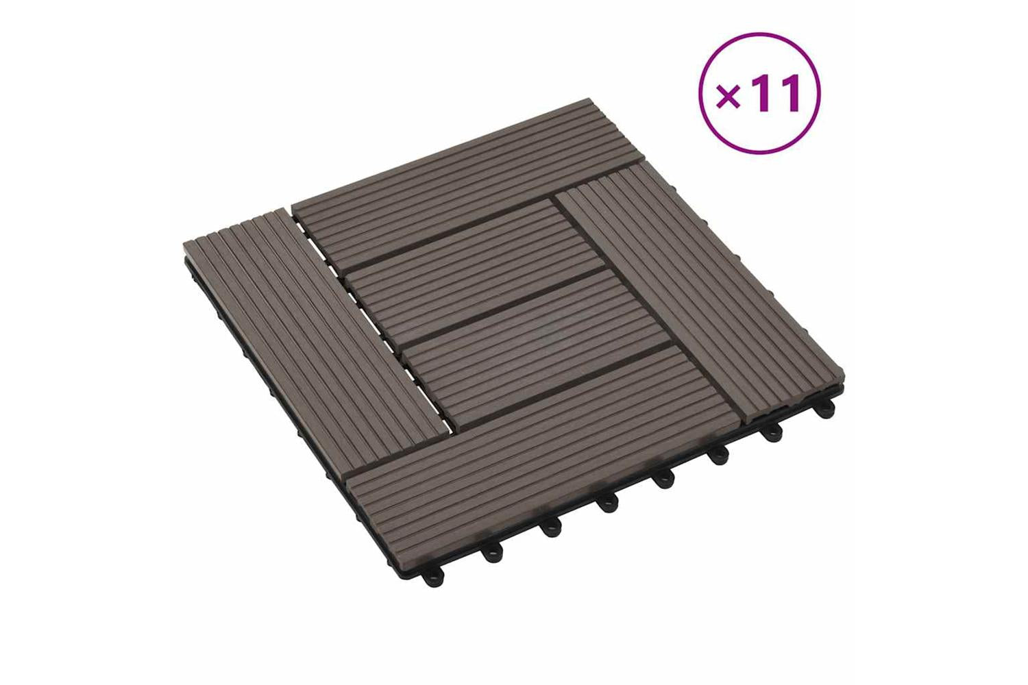 vidaXL 45028 11 Pcs Decking Tiles Wpc 30x30cm 1 Sqm Dark Br