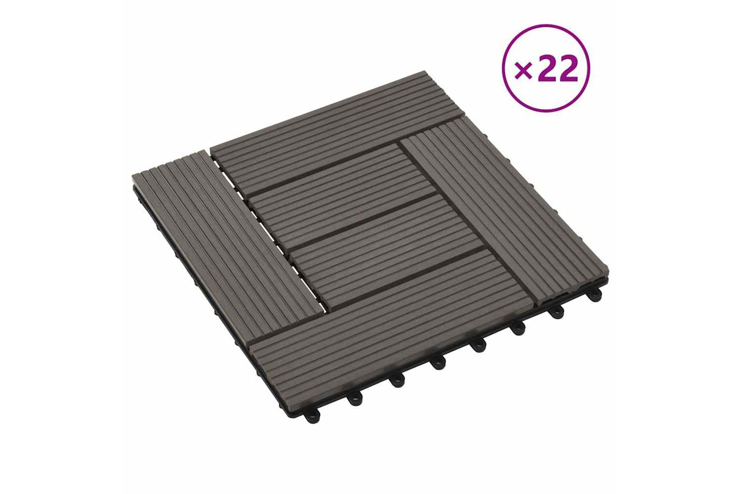 vidaXL 277805 22 Pcs Decking Tiles 30x30cm 2 Sqm Wpc Dark B