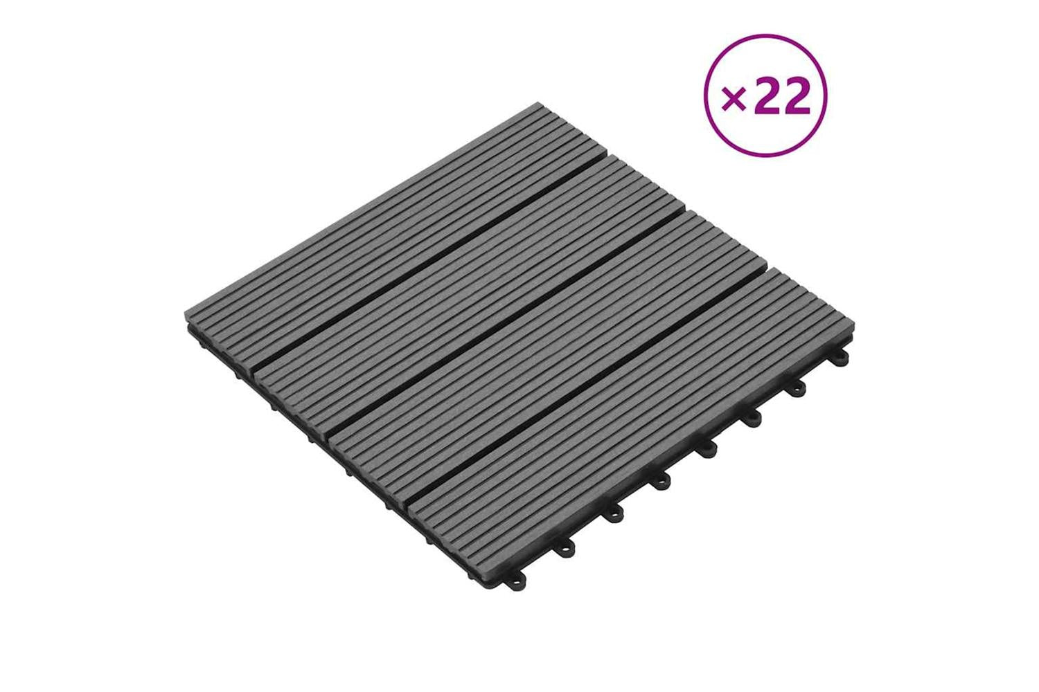vidaXL 277797 22 Pcs Decking Tiles 30x30cm 2 Sqm Wpc Teak C