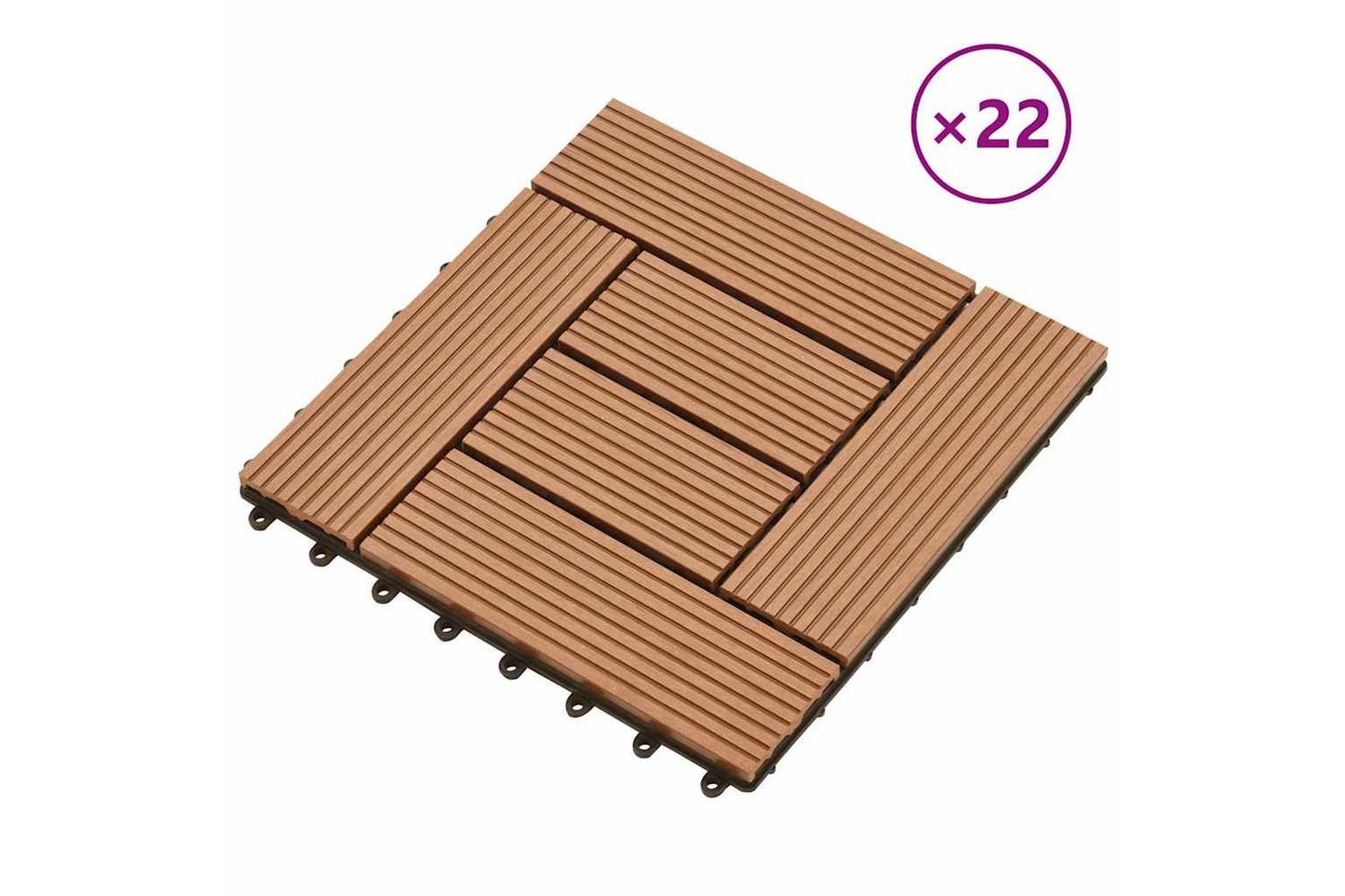 vidaXL 277798 22 Pcs Decking Tiles 30x30cm 2 Sqm Wpc Black