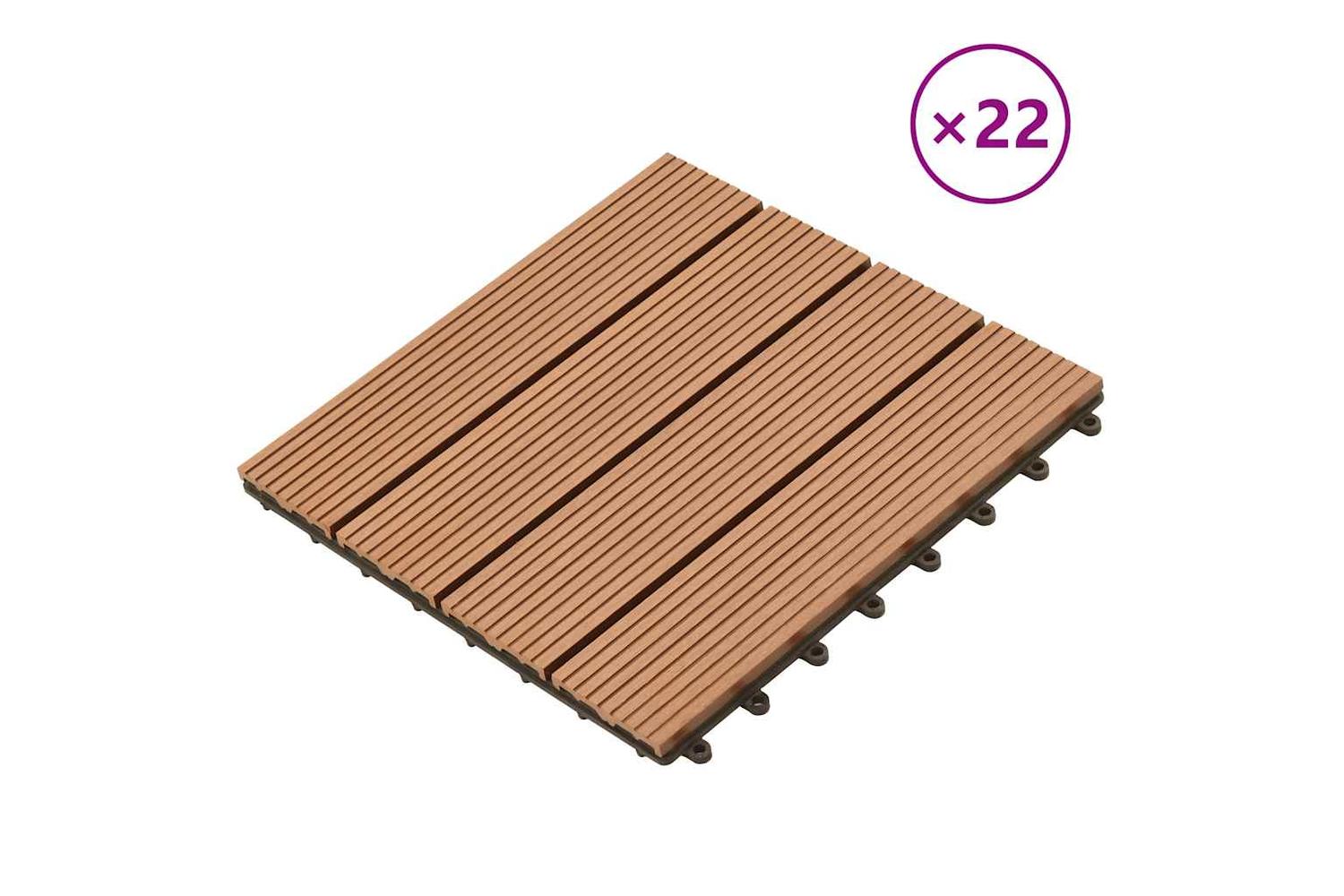 vidaXL 277796 22 Pcs Decking Tiles 30x30cm 2 Sqm Wpc Dark B