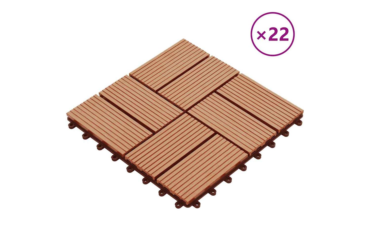 vidaXL 277809 22 Pcs Decking Tiles 30x30cm 2 Sqm Wpc Teak C