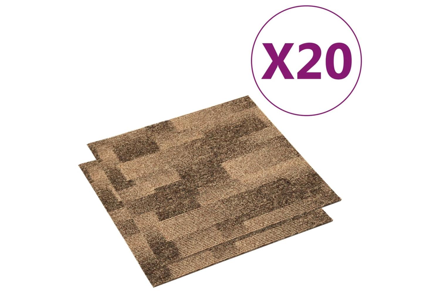Vidaxl 331490 Floor Carpet Tiles 20 Pcs 5 M2 Brown