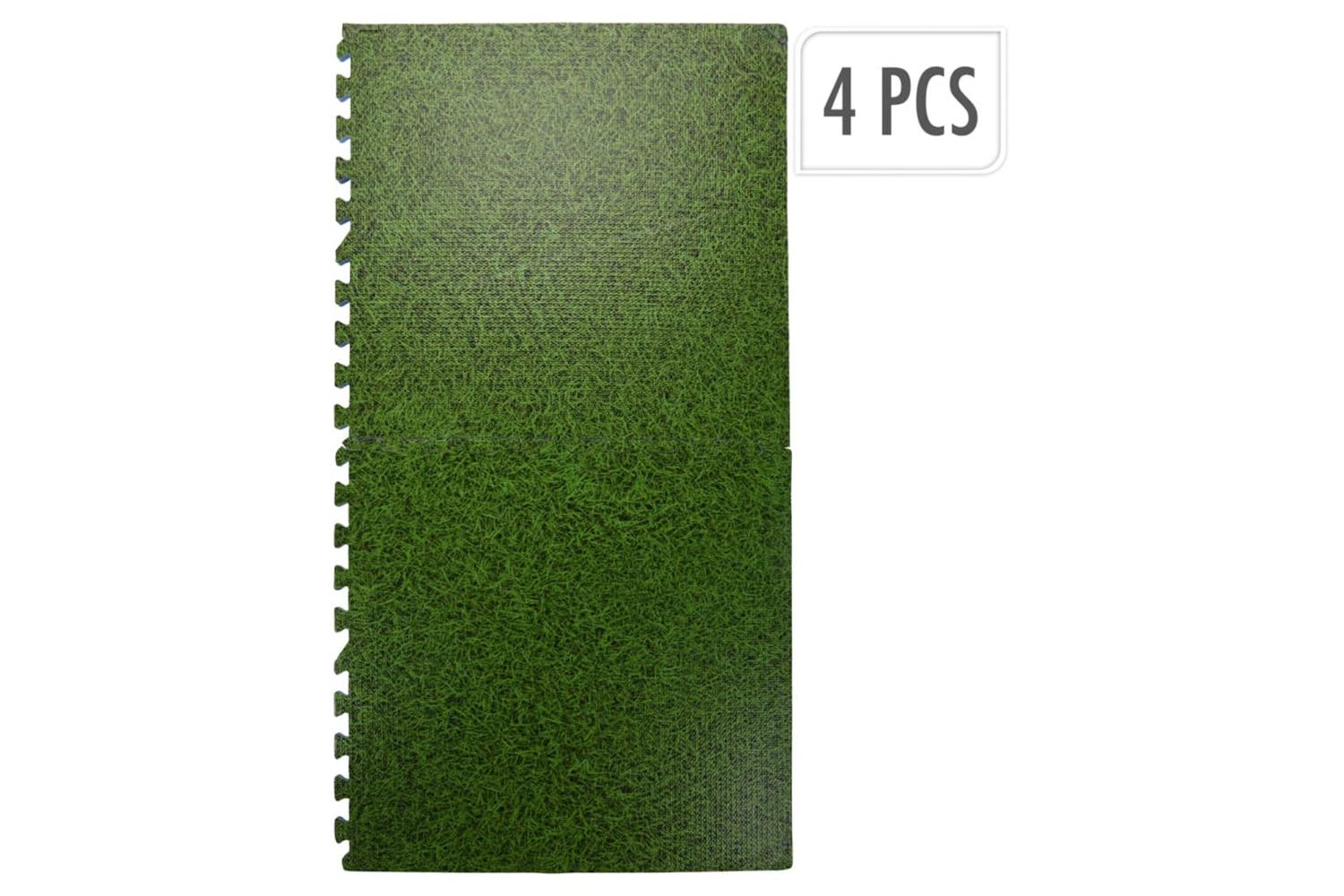 Xq Max 445926 Floor Mat Tiles Set Grass Print 4 Pcs Green