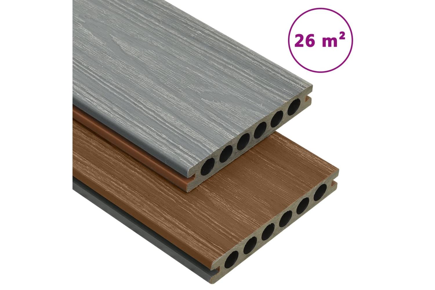 Vidaxl 3070466 Wpc Decking Boards With Accessories Brown And