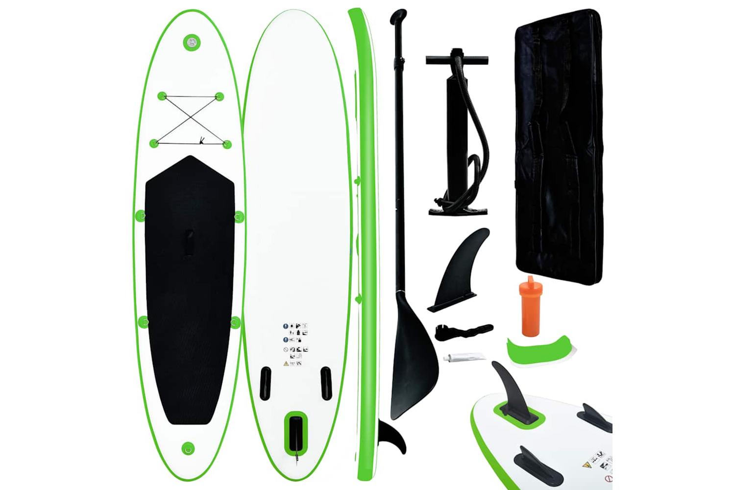 Vidaxl Inflatable Stand Up Paddleboard Set Green And White