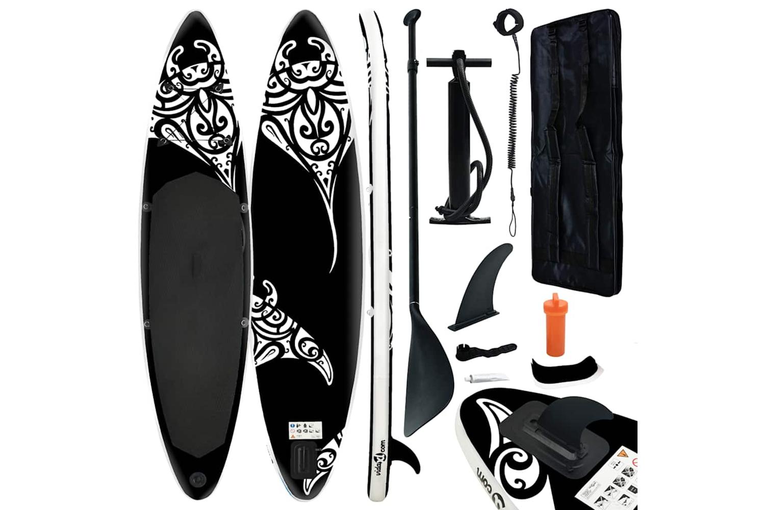 Vidaxl Inflatable Stand Up Paddleboard Set 305x76x15 Cm Black
