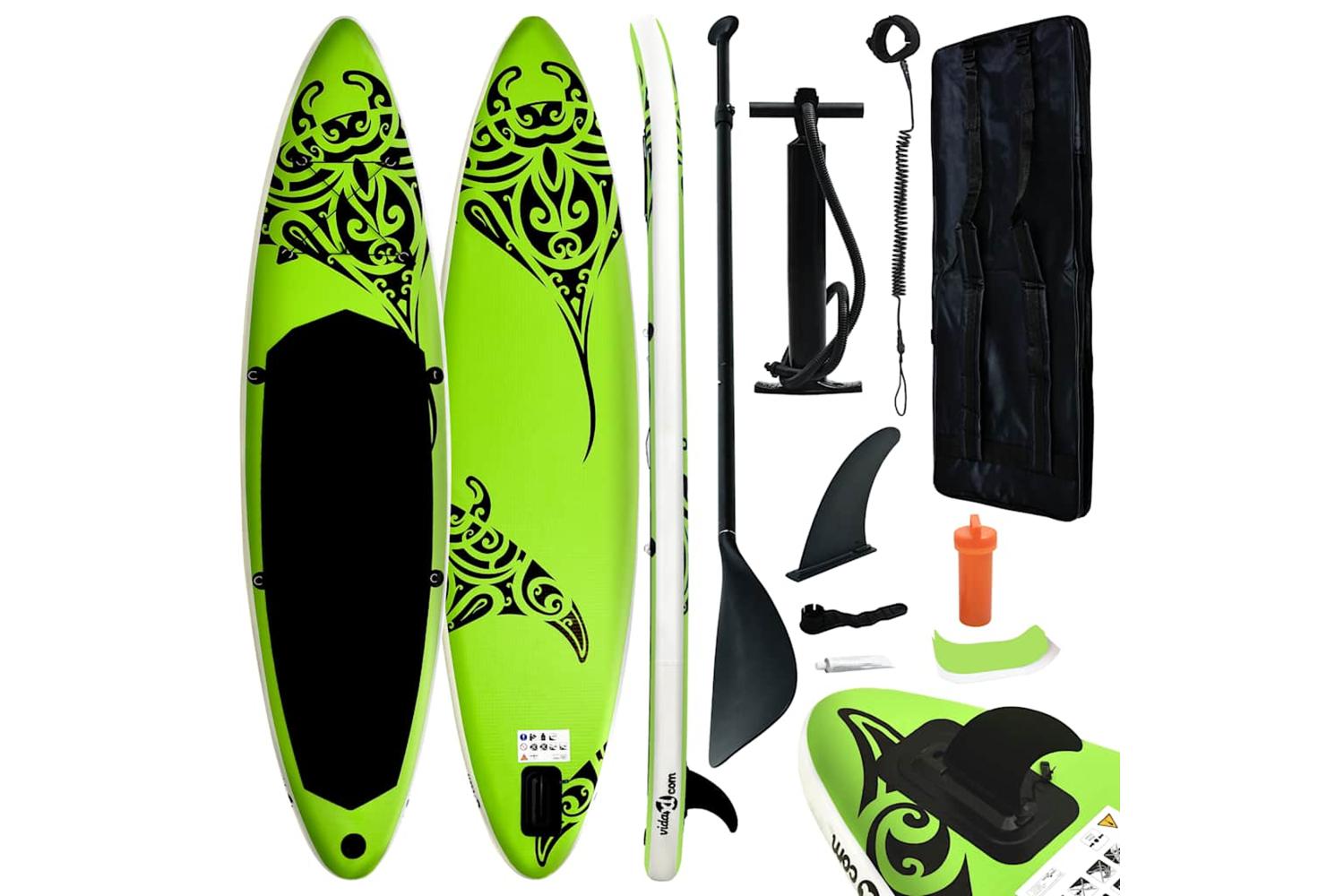 Vidaxl Inflatable Stand Up Paddleboard Set 320x76x15 Cm Green