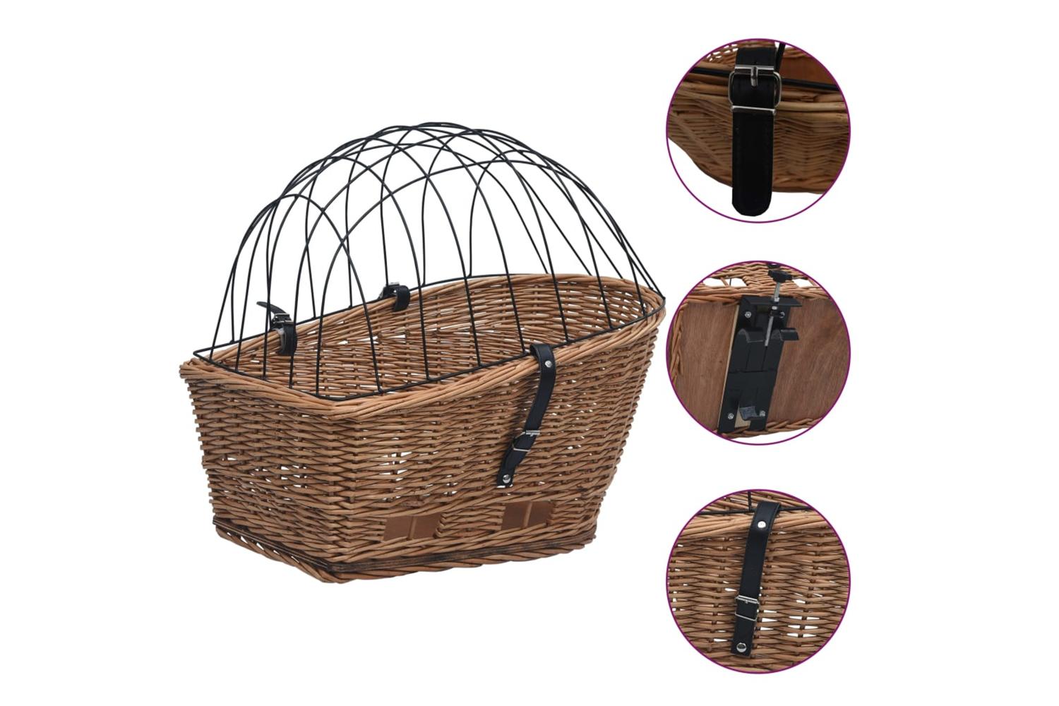 vidaXL 170903 Bike Rear Basket With Cover 55x31x36cm Natura