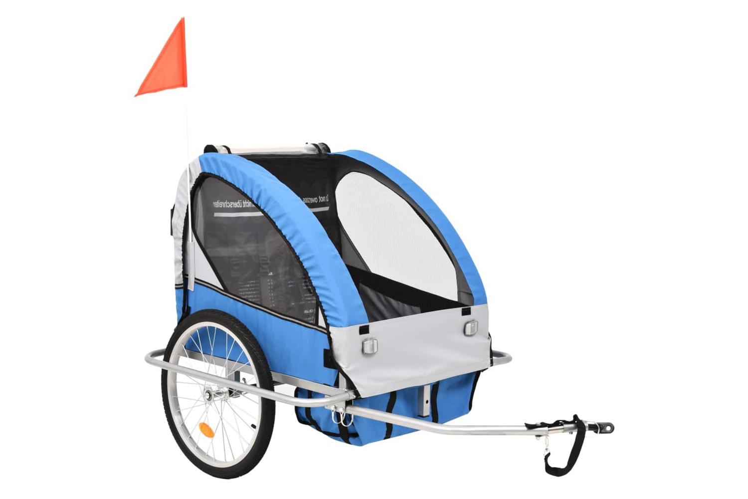 Vidaxl 2-in-1 Bike Trailer & Stroller Blue And Grey