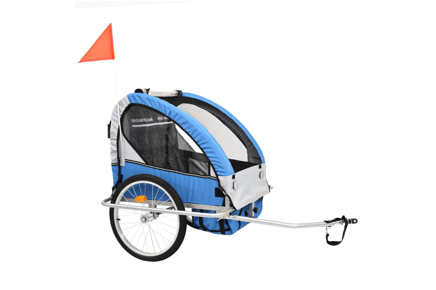 Vidaxl 2-in-1 Bike Trailer & Stroller Blue And Grey-2
