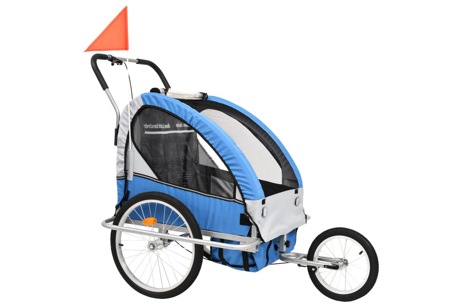 Vidaxl 2-in-1 Bike Trailer & Stroller Blue And Grey-3