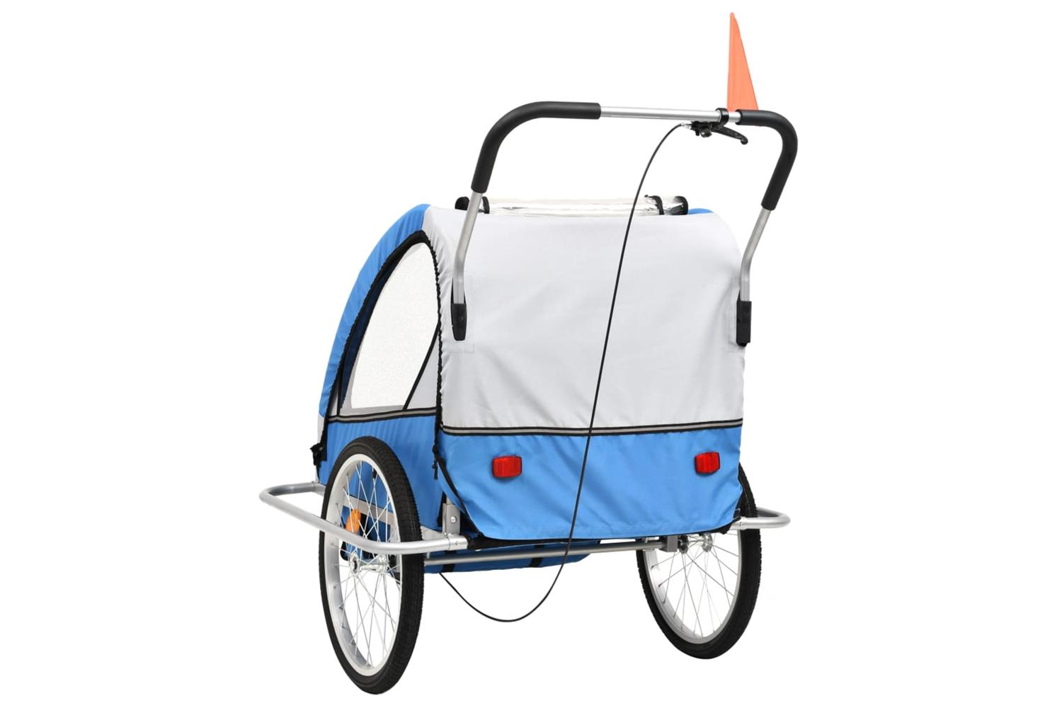Vidaxl 2-in-1 Bike Trailer & Stroller Blue And Grey-4