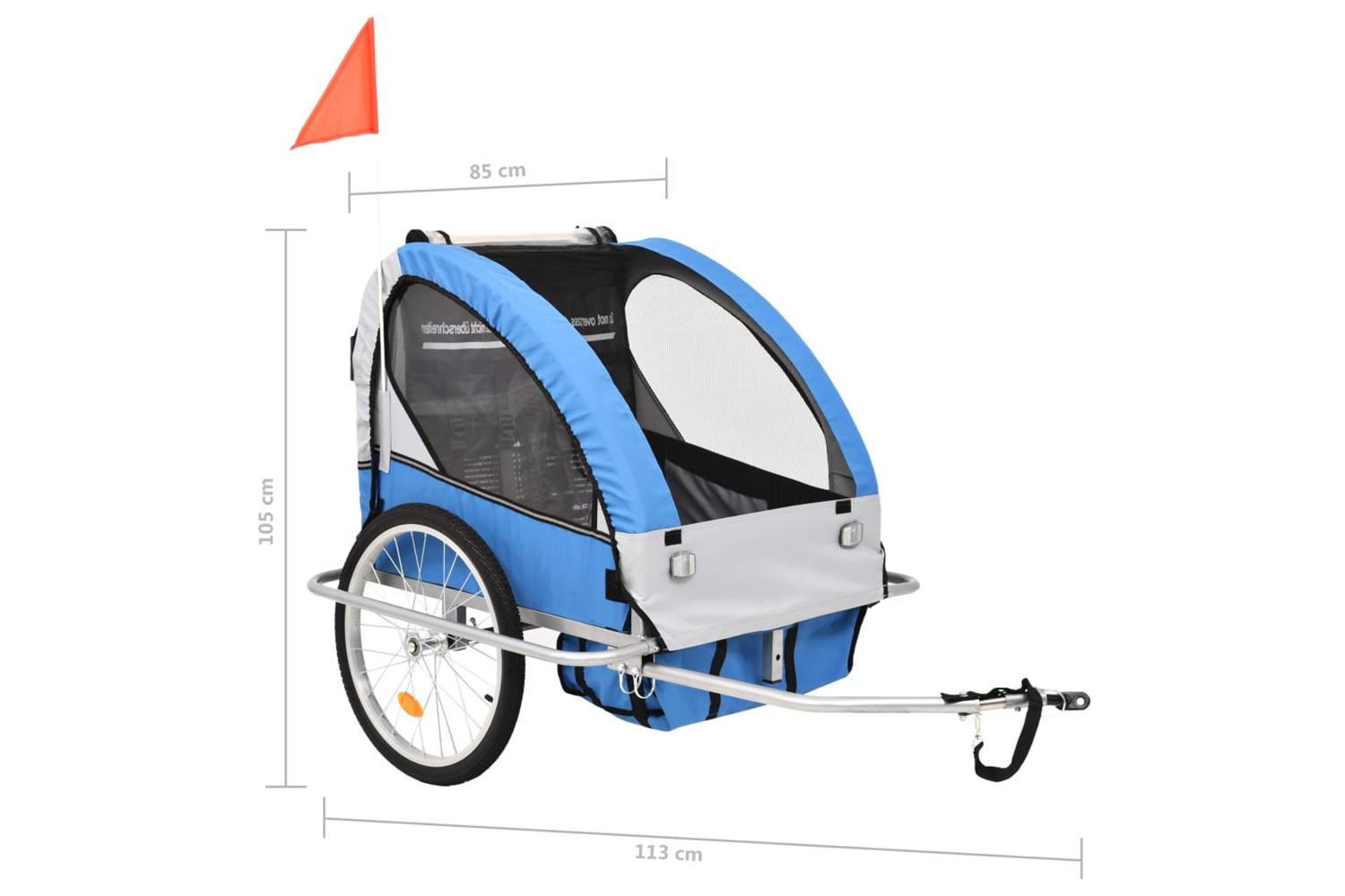 Vidaxl 2-in-1 Bike Trailer & Stroller Blue And Grey-7