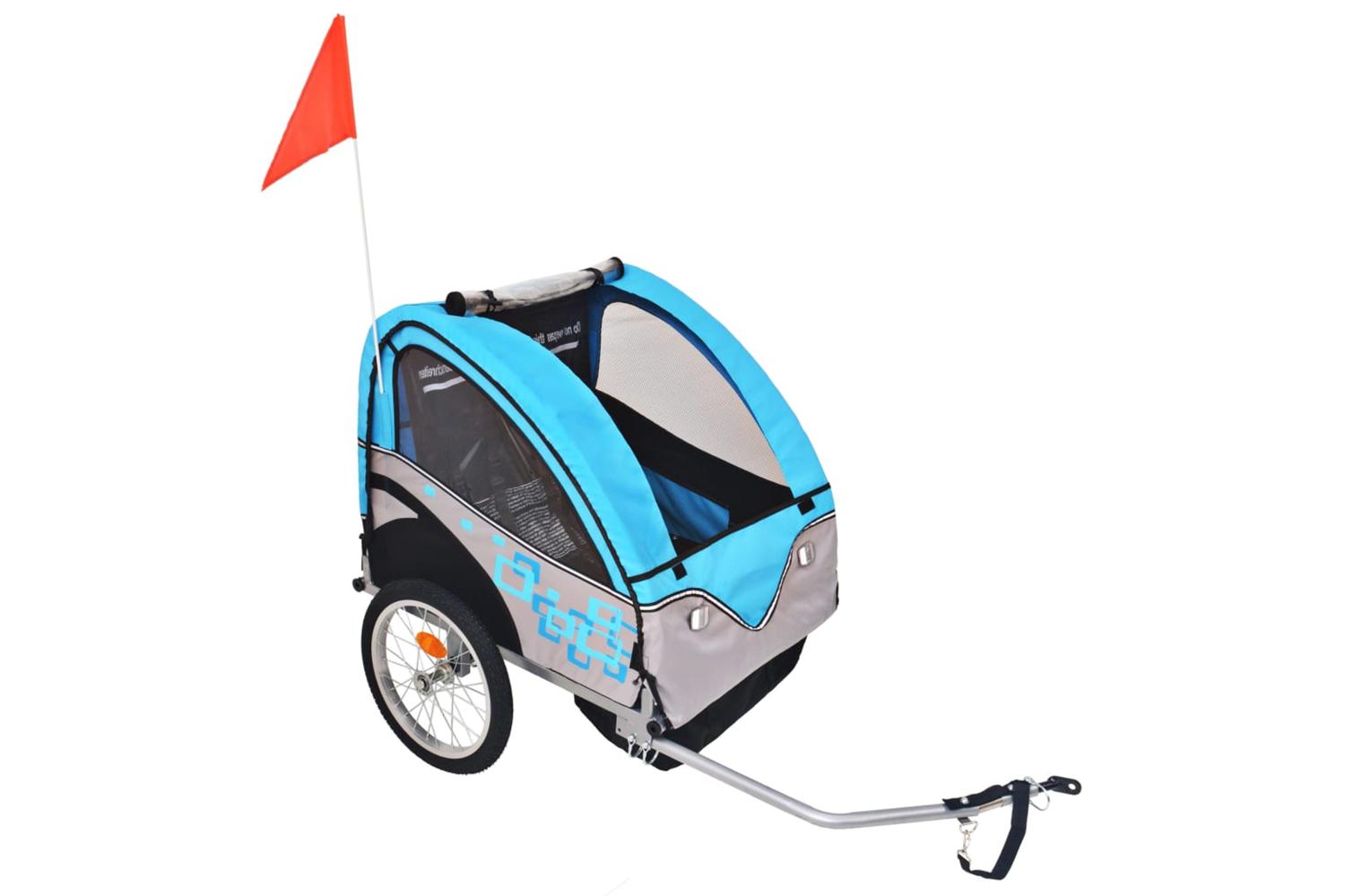 Vidaxl Bike Trailer Grey And Blue 30 Kg