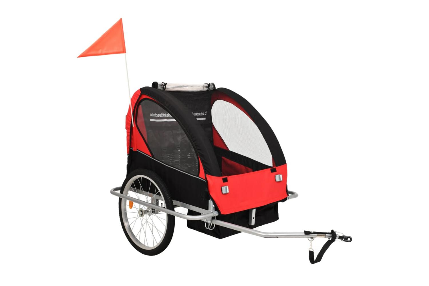 Vidaxl 2-in-1 Bike Trailer & Stroller Black And Red