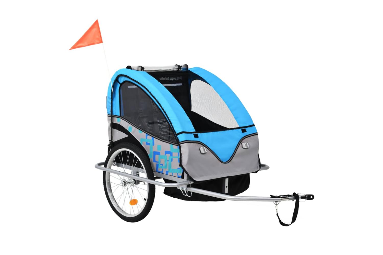 Vidaxl 2-in-1 Bike Trailer & Stroller Blue And Grey