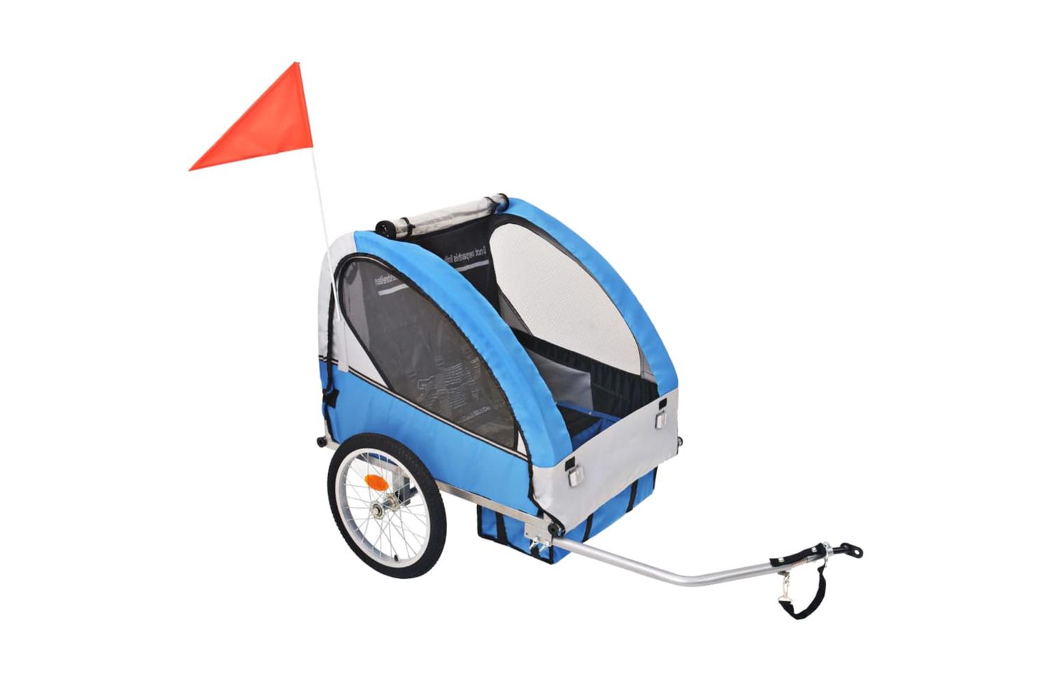 Vidaxl Bike Trailer Grey And Blue 30 Kg