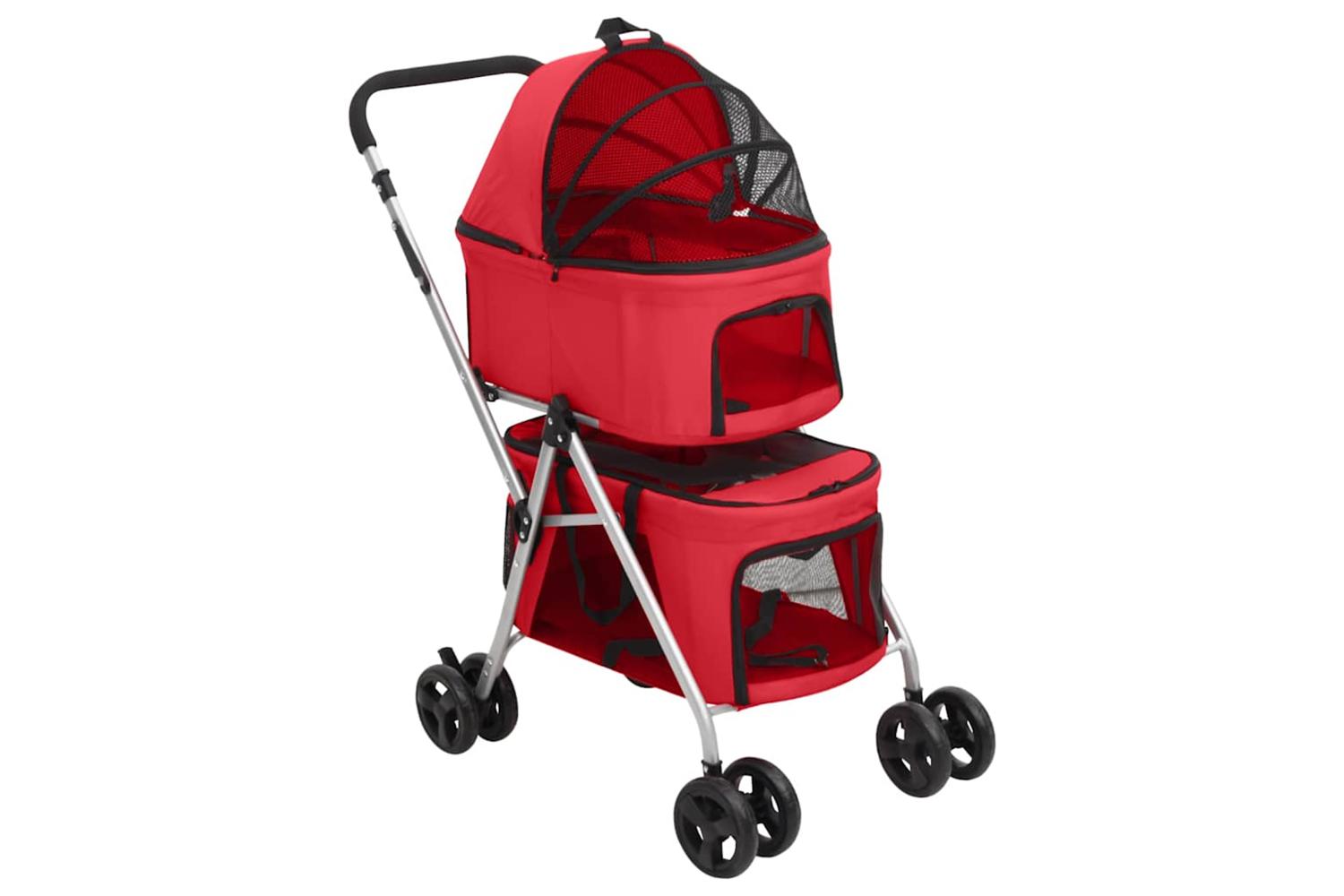 vidaXL 172206 2-layers Folding Dog Stroller Red 83x48x97cm