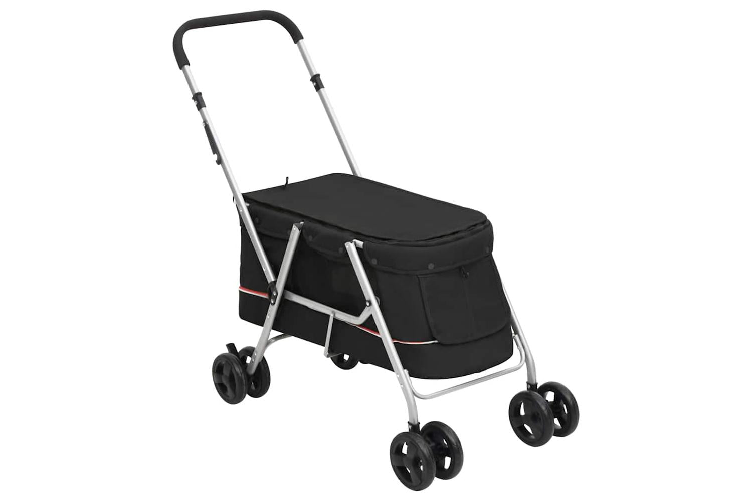 vidaXL 172202 Folding Dog Stroller Black 100x49x96cm Linen