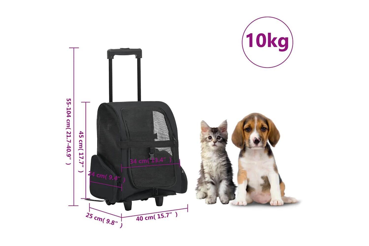 vidaXL Foldable Multipurpose Pet Trolley Black-7