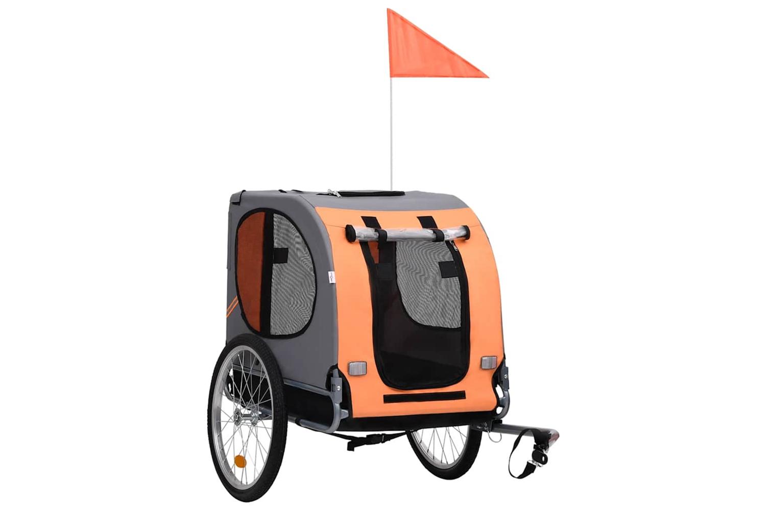 Vidaxl Pet Bike Trailer Orange And Grey