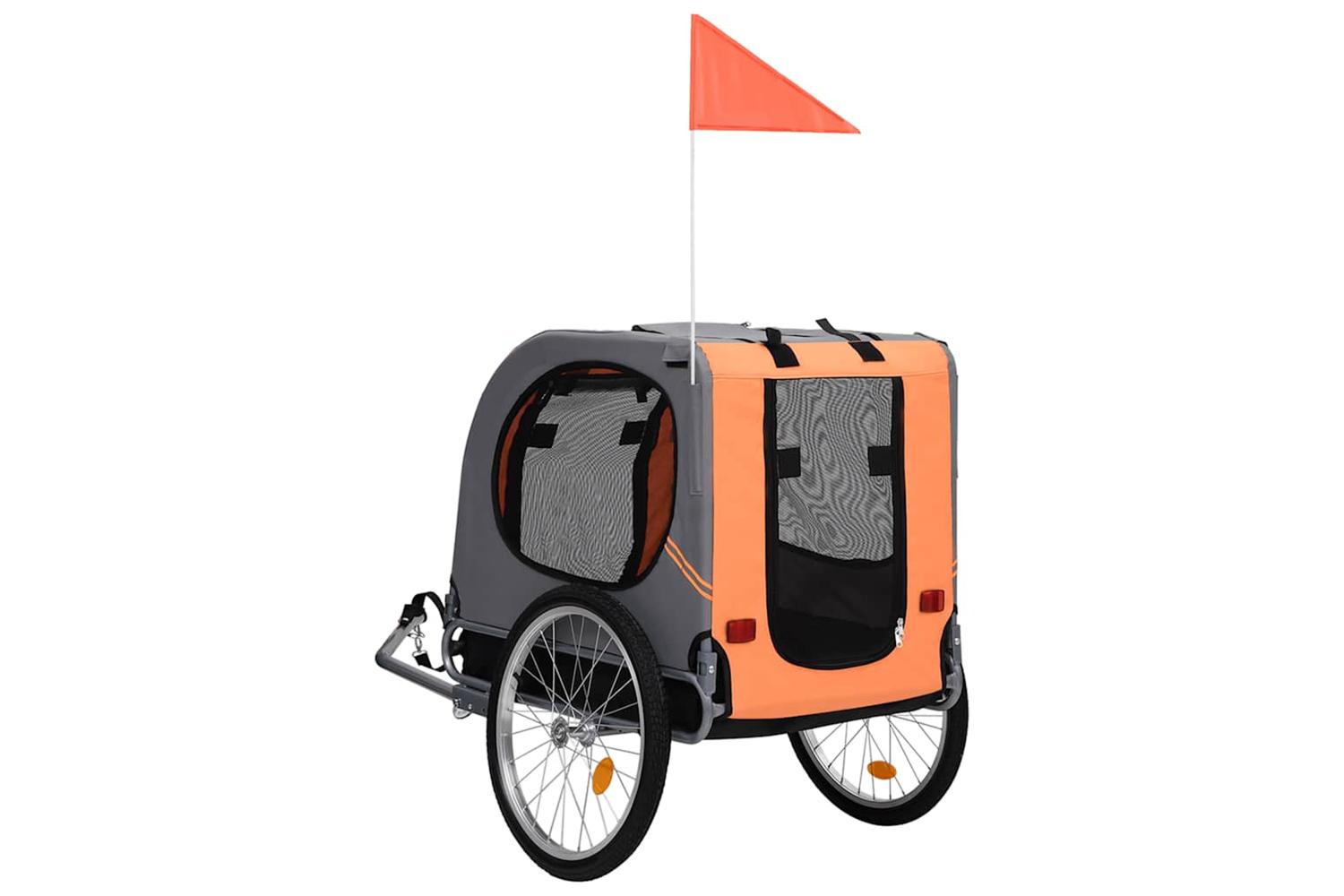 Vidaxl Pet Bike Trailer Orange And Grey-3