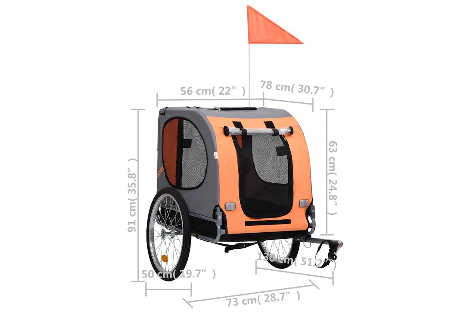 Vidaxl Pet Bike Trailer Orange And Grey-7
