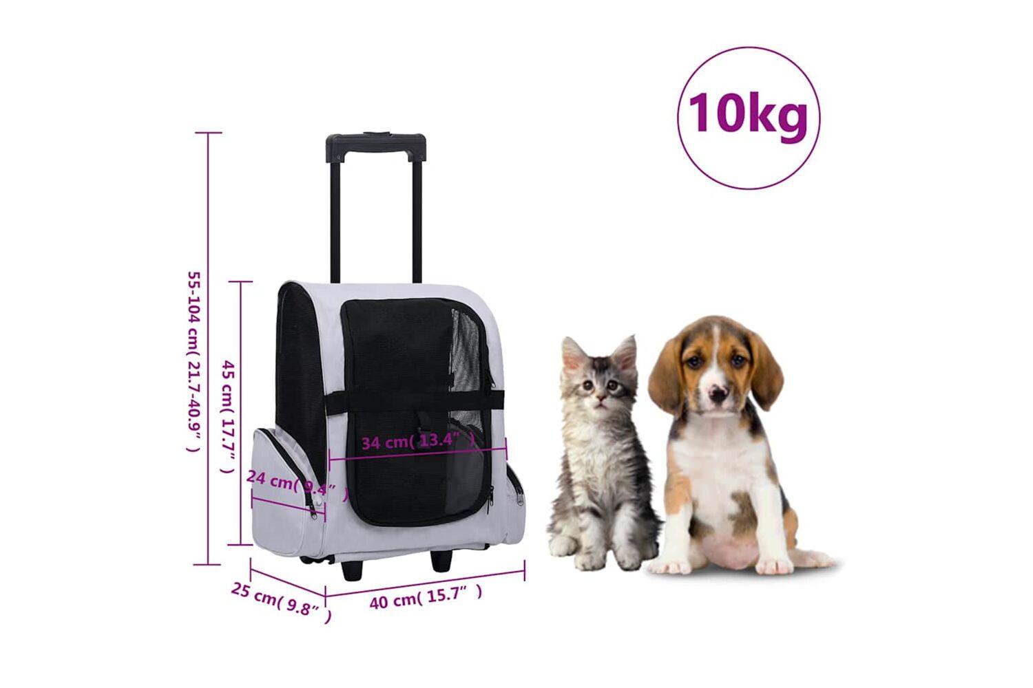 vidaXL Foldable Multipurpose Pet Trolley Grey-7