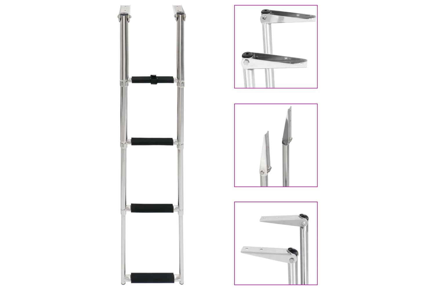 Vidaxl 92375 Folding Boarding Ladder 4-step Stainless Steel