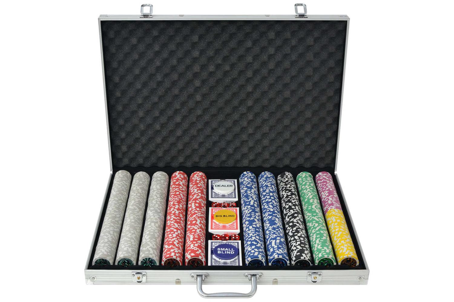 Vidaxl 80185 Poker Set With 1000 Laser Chips Aluminium