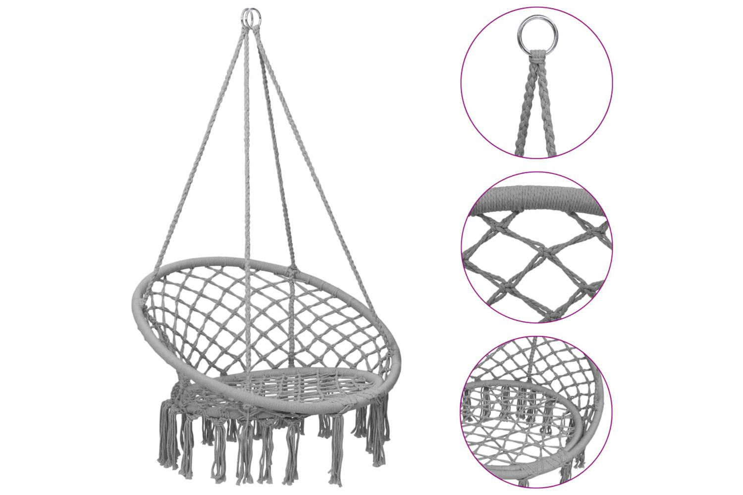 Vidaxl Hammock Swing Chair 80 Cm Grey