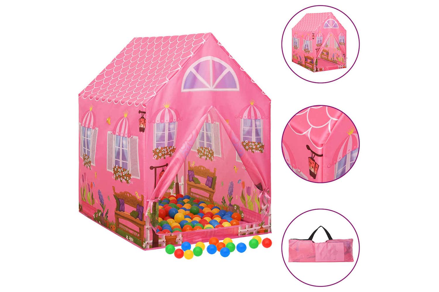 vidaXL 3107748 Children Play Tent With 250 Balls Pink 69x94x104cm